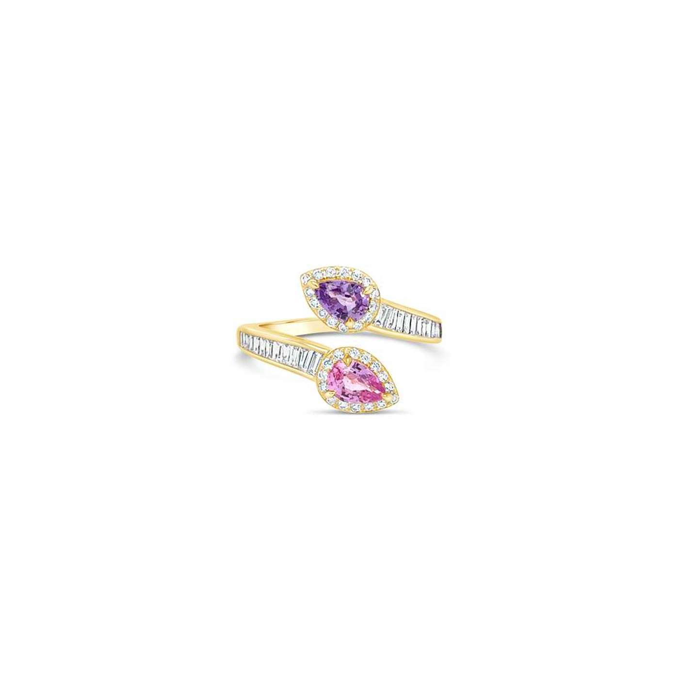 Anillo Rosé Gotas y Baguettes