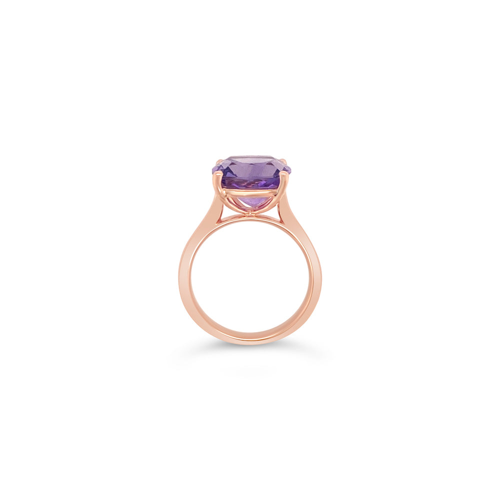 Anillo de Oro Rosa con 1 Amatista.
