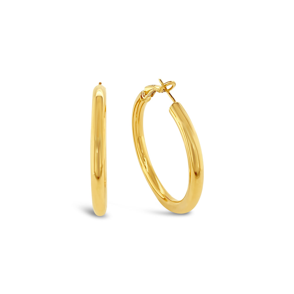 Aros oro amarillo tipo argollas tubo