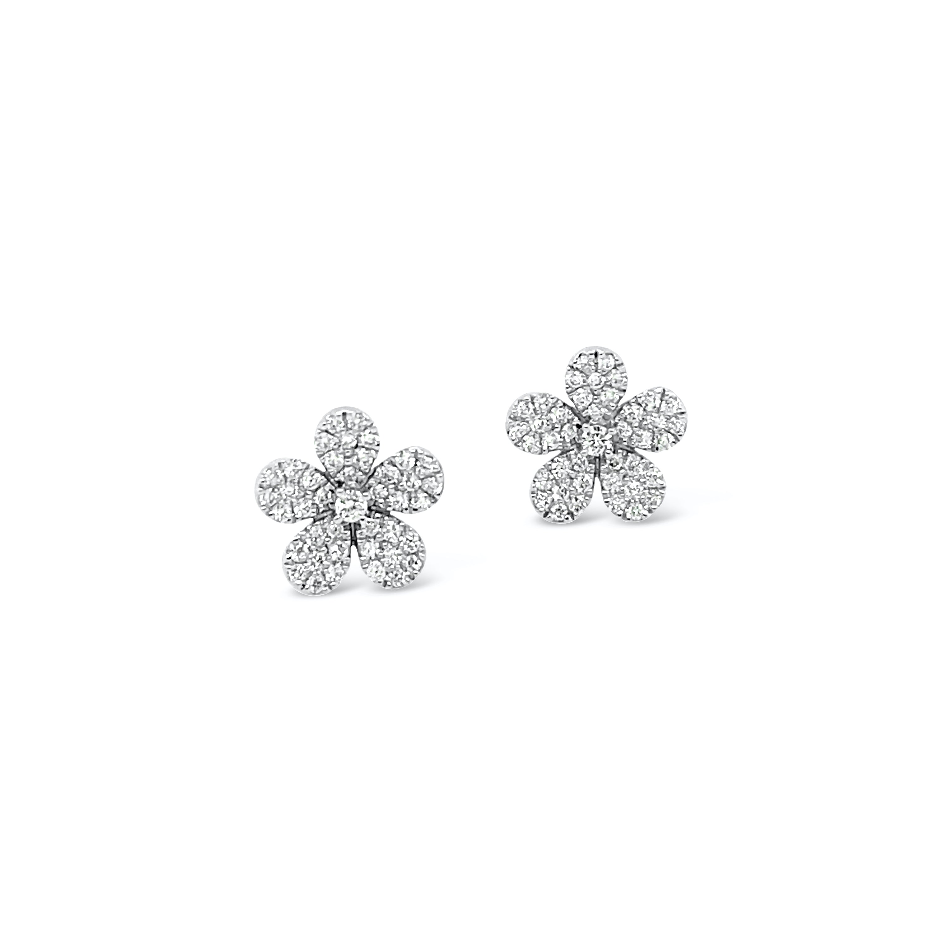 Aros flor con diamantes.