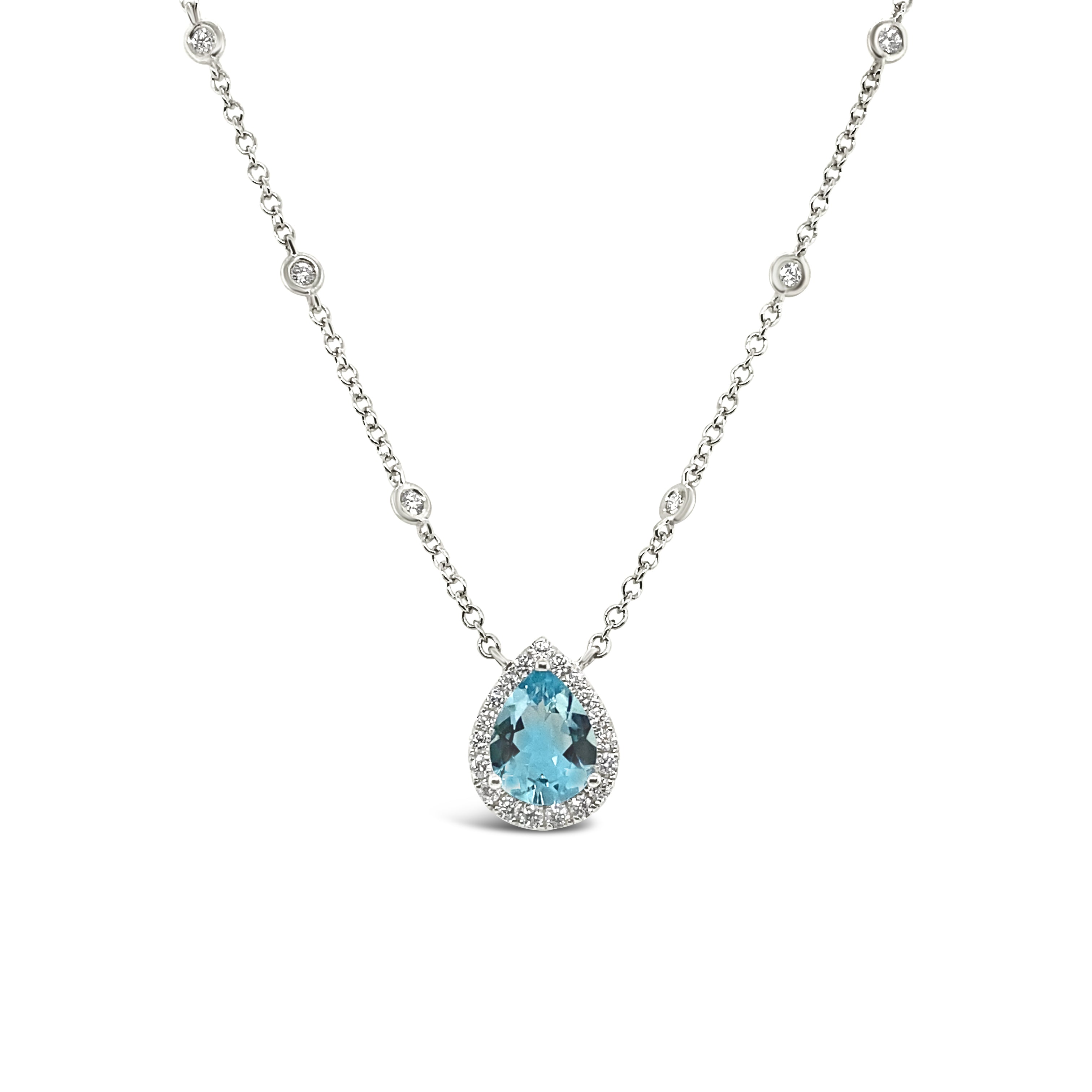 Collar de oro blanco con 1 Agua marina.