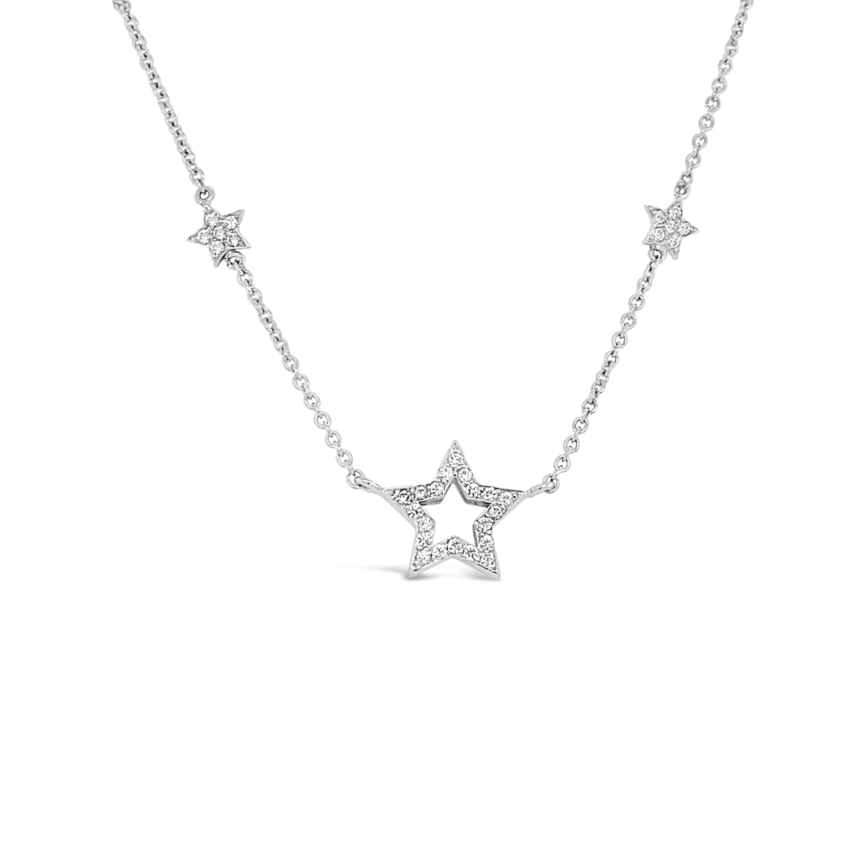 Collar de 3 estrellas en oro blanco.