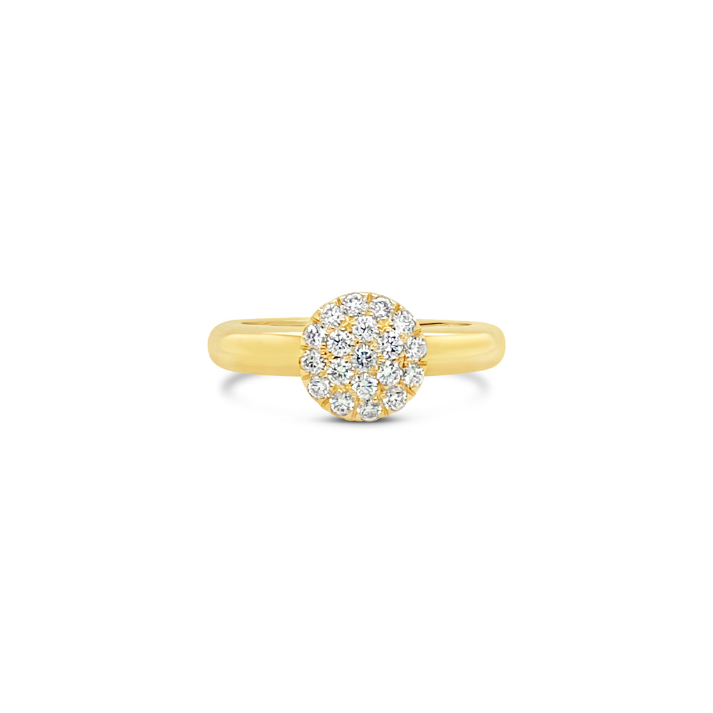 Anillo oro amarillo Pavé redondo diamantes.
