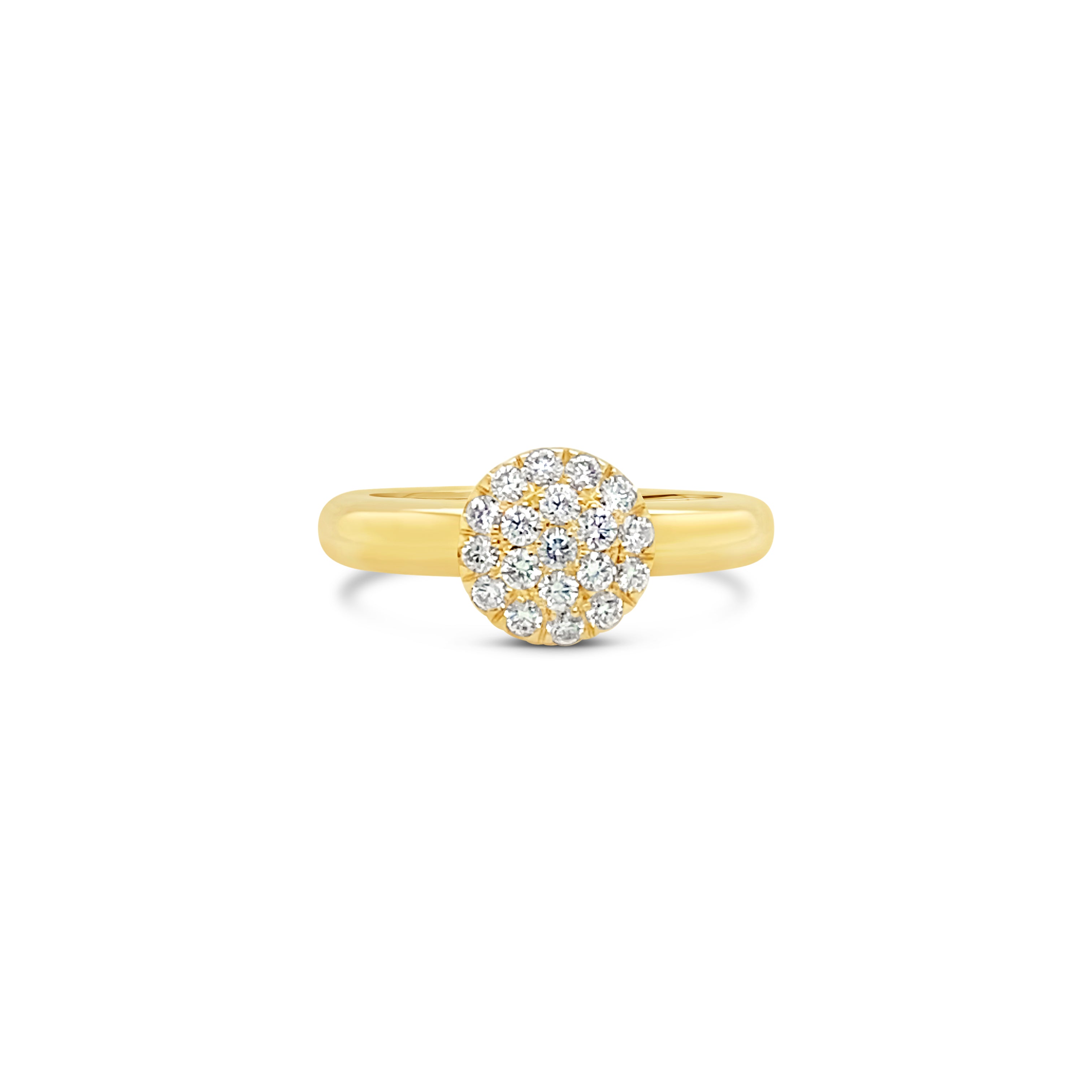 Anillo oro amarillo Pavé redondo diamantes.