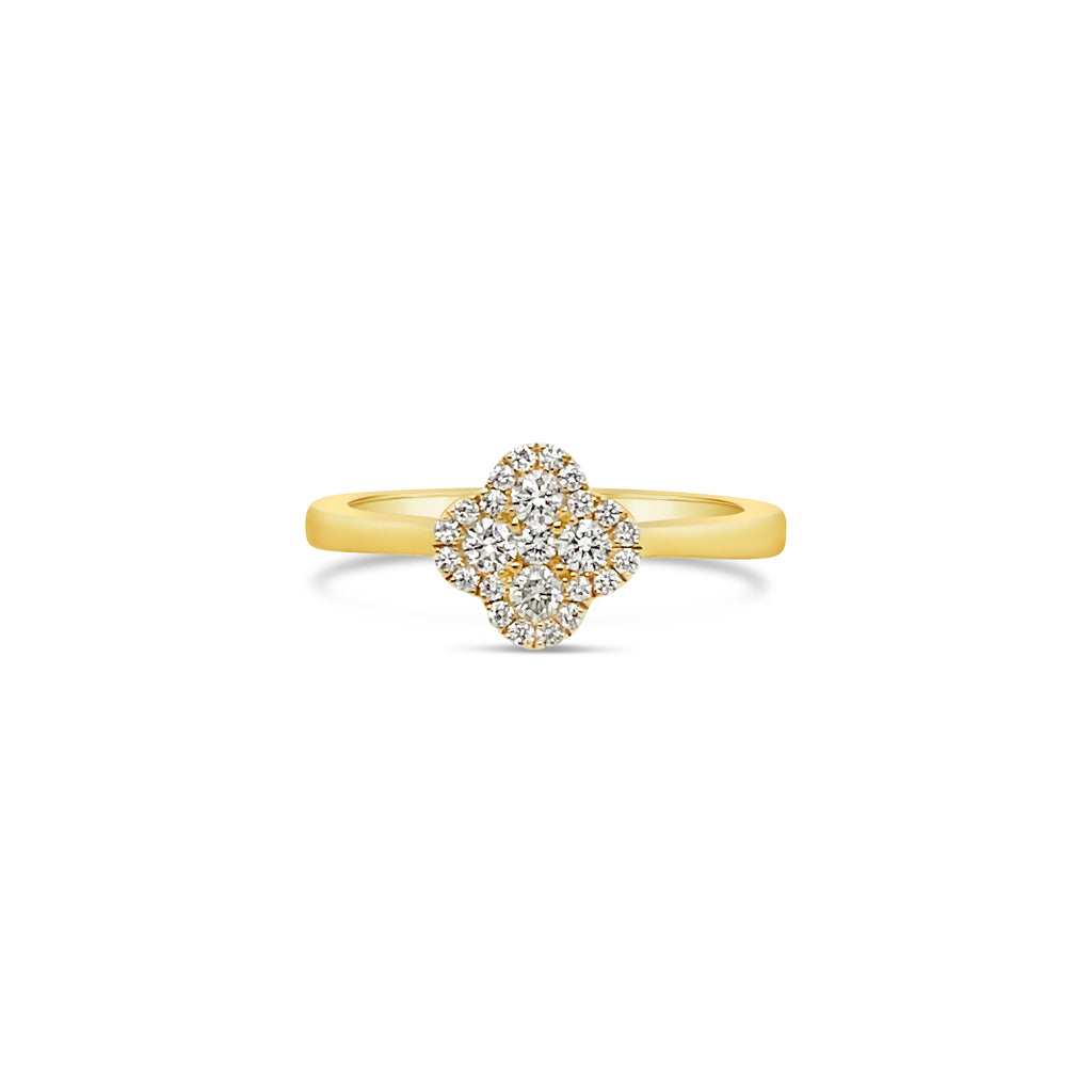 Anillo oro amarillo flor con diamantes