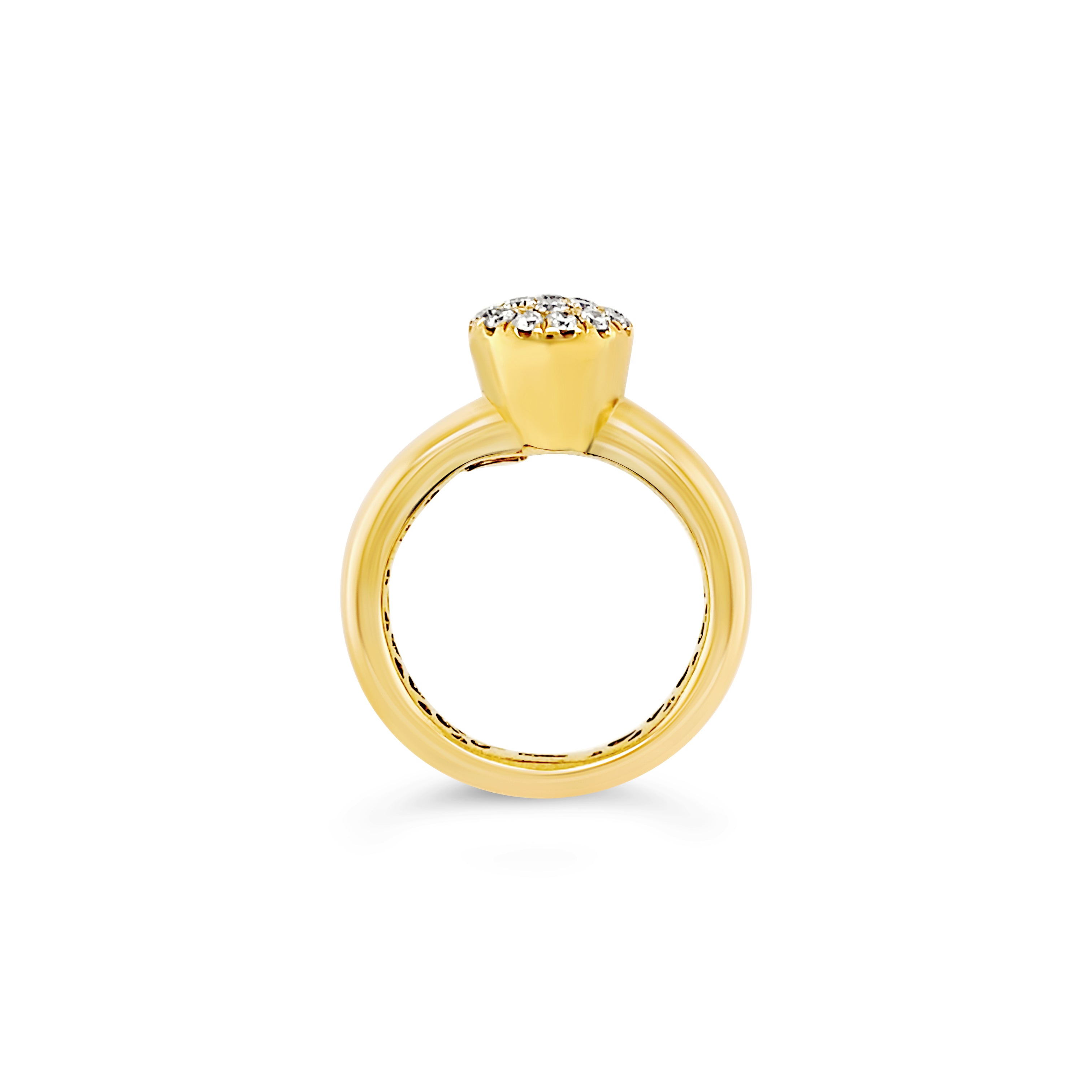 Anillo oro amarillo Pavé redondo diamantes.
