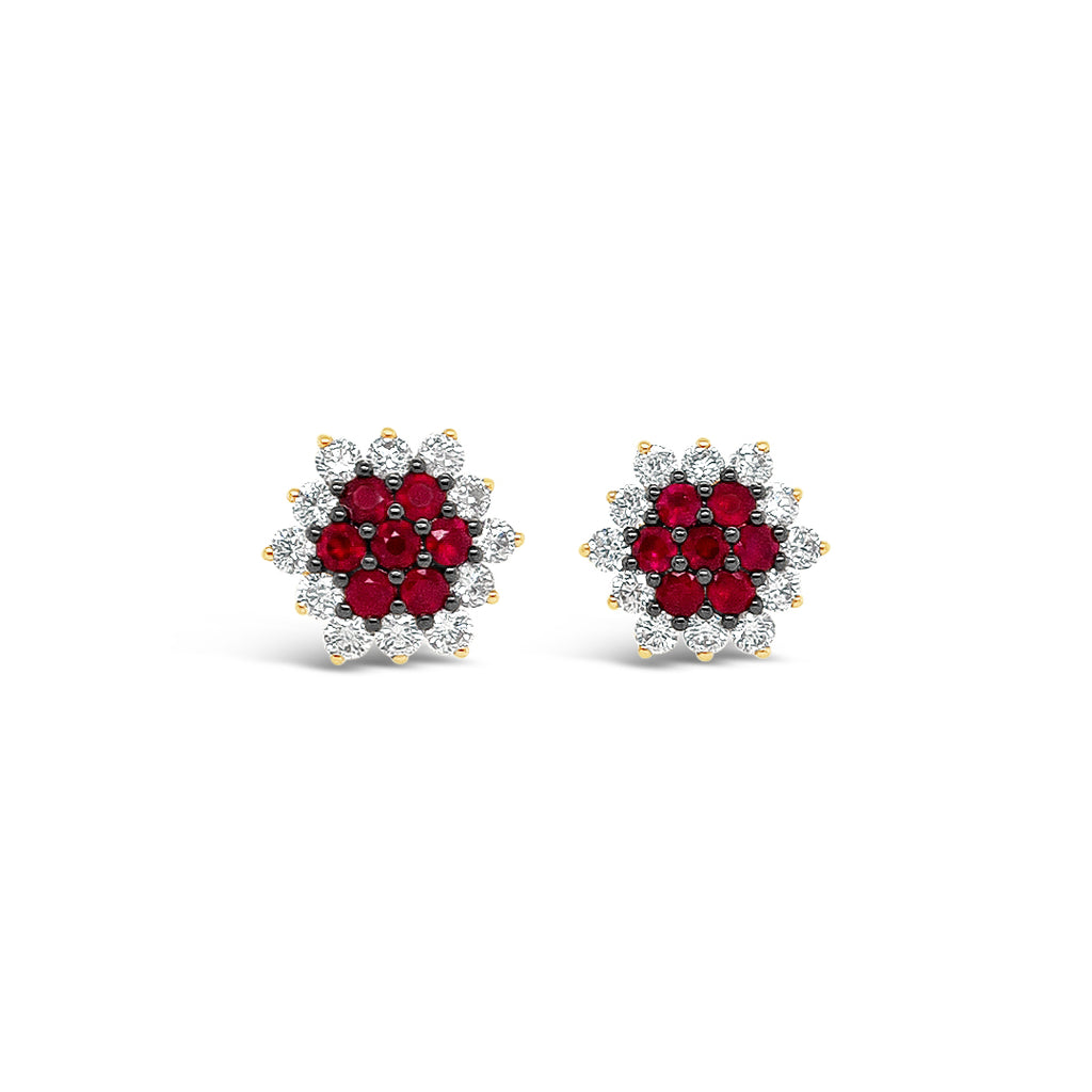 Aros girasoles de rubies.