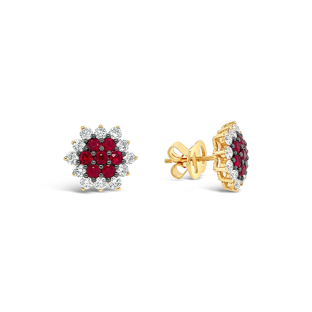 Aros girasoles de rubies.