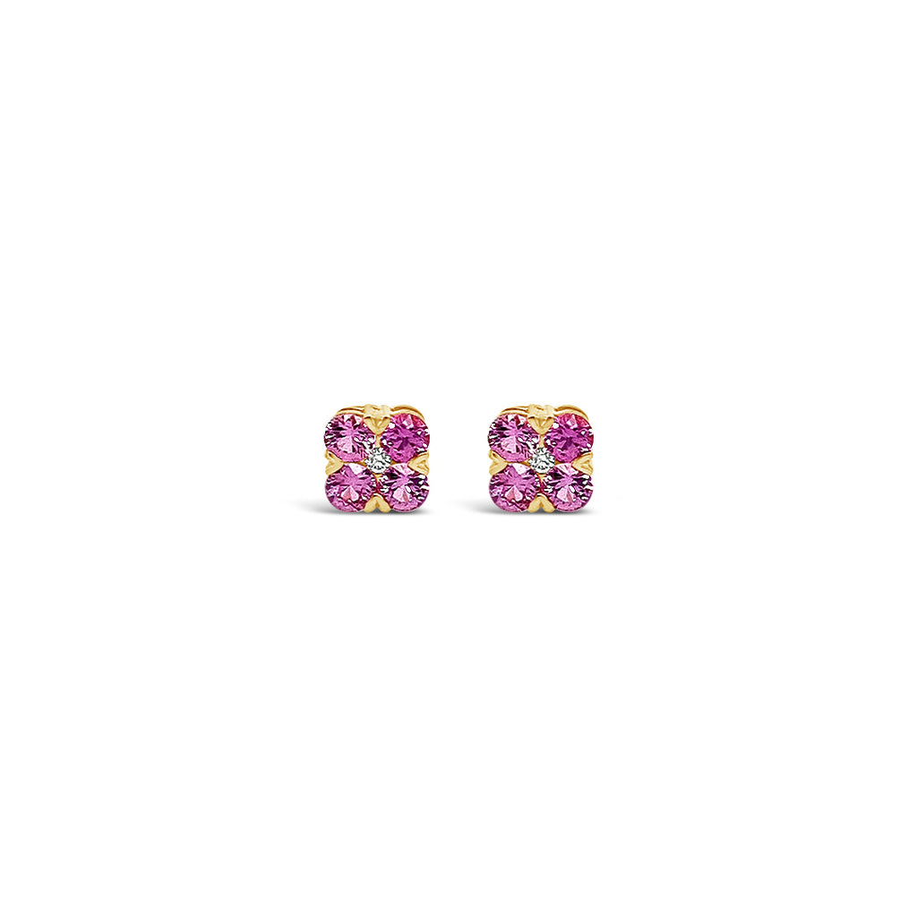 Aros zafiros rosados y diamantes.
