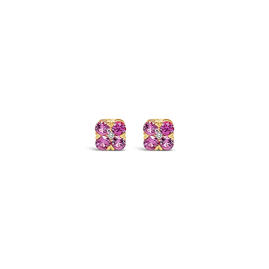 Aros zafiros rosados y diamantes.
