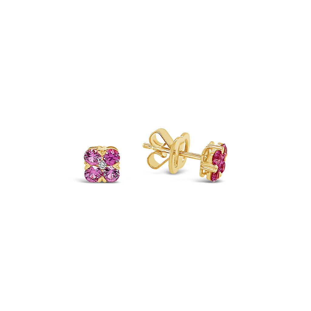 Aros zafiros rosados y diamantes.