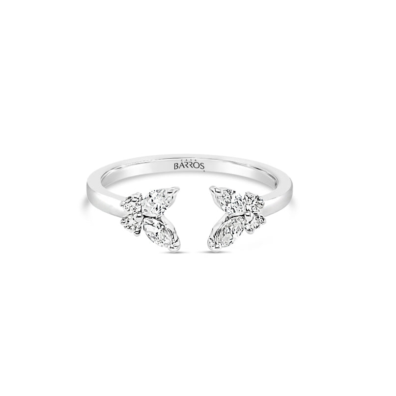 Anillo mariposas de oro blanco y diamantes