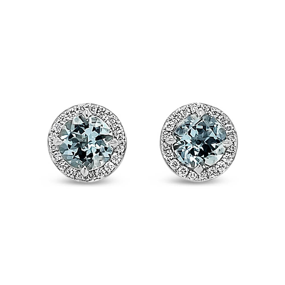 Aros con agua marina y diamantes.