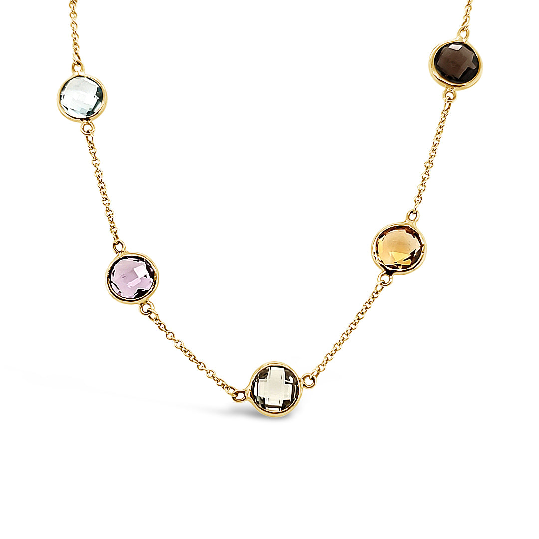 Collar oro tipo cadena con piedras preciosas