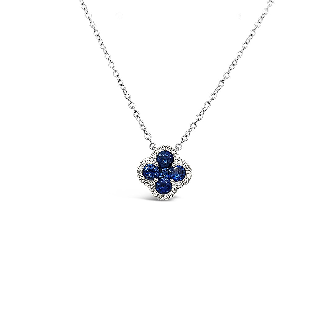 Collar trébol de zafiro y diamante.