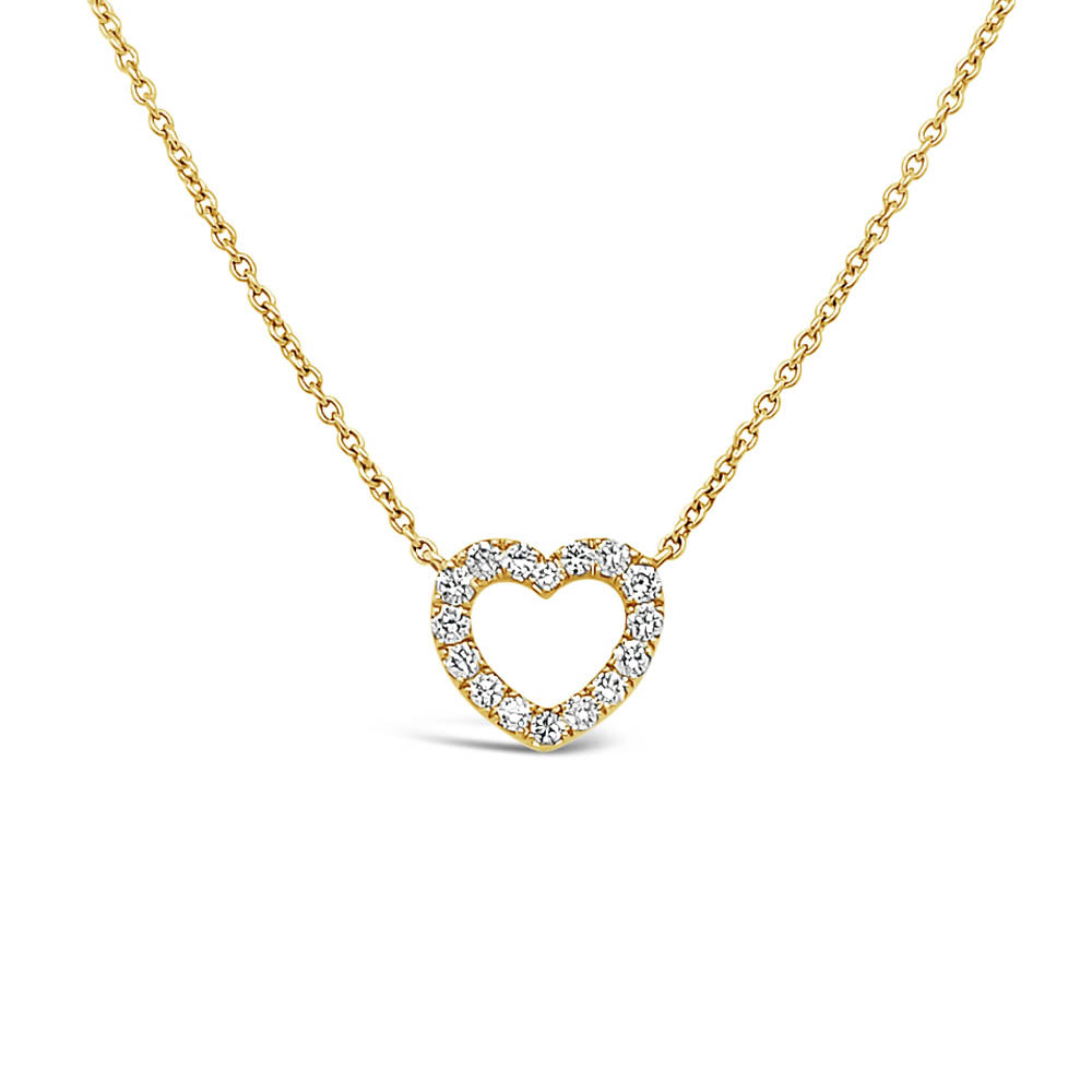 Collar corazón oro amarillo y diamantes.