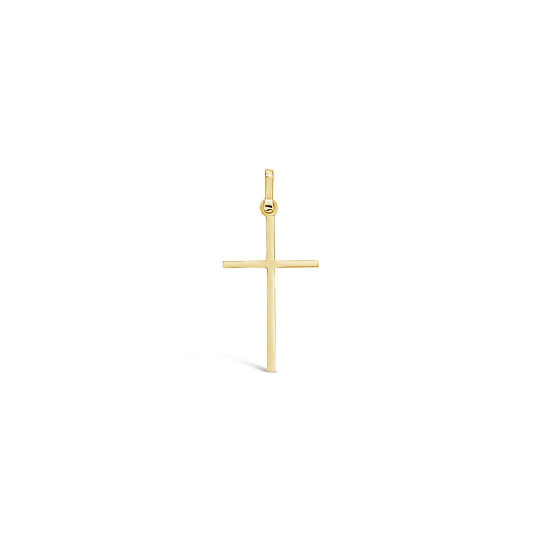 Cruz oro delgada pulida.