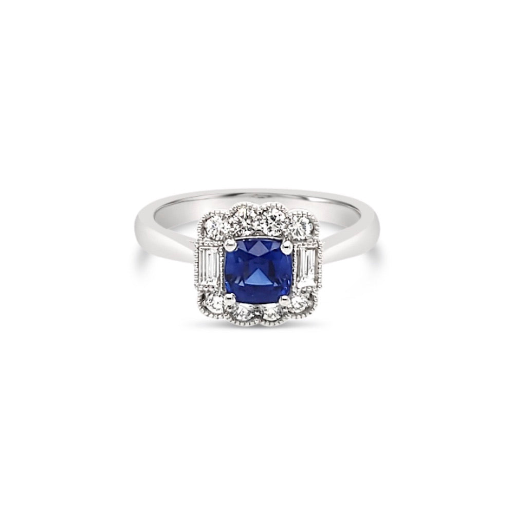 Anillo zafiro y diamantes