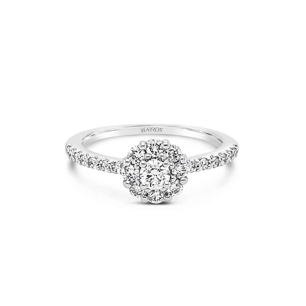 Anillo de platino forma flor.