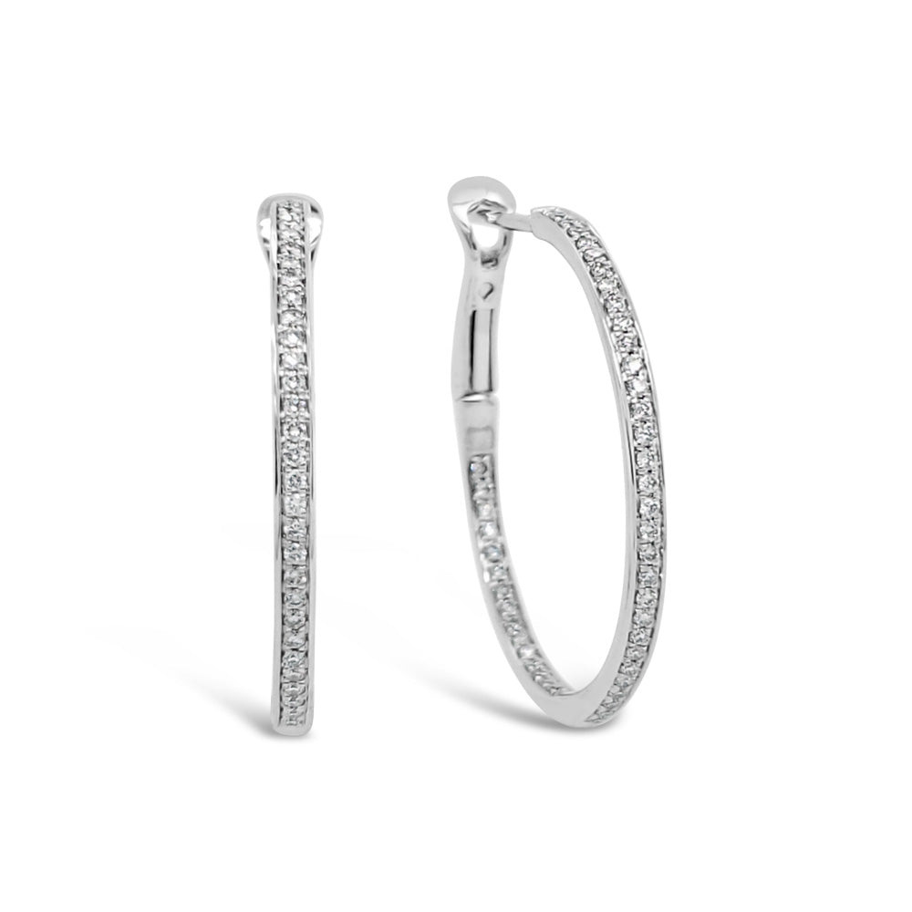 Aros argolla redondos de oro blanco y diamantes