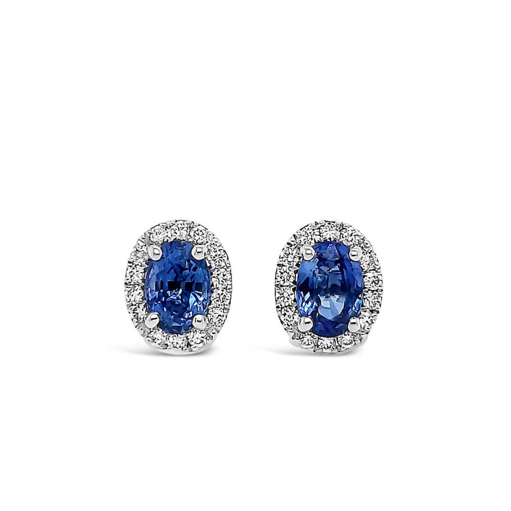 Aros de oro blanco con zafiros ovalados y diamantes