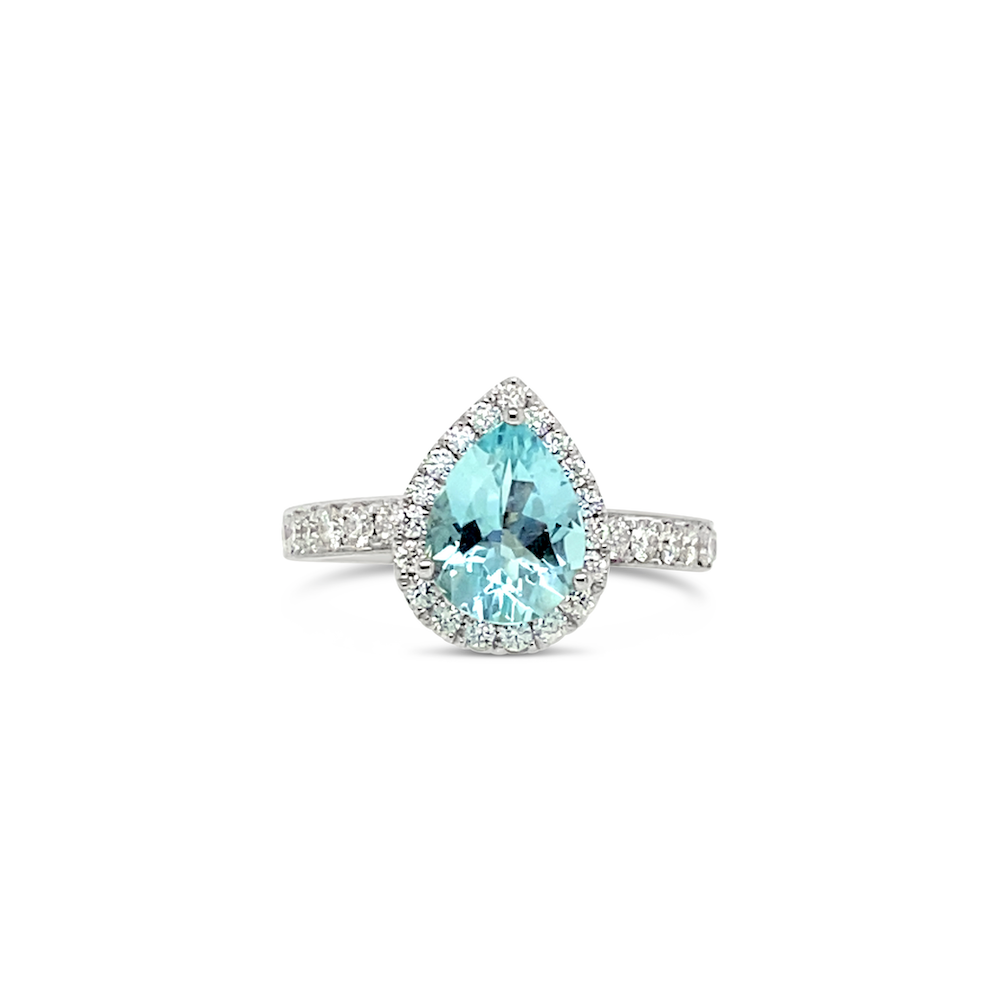 Anillo gota agua marina.